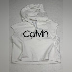 Calvin Sleeveless White Hoodie Pre-Owned Size S